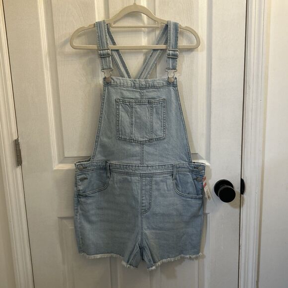 Cat & Jack Girls Denim Shortalls XL 14/16 Light Wash Overalls NWT - Picture 1 of 16